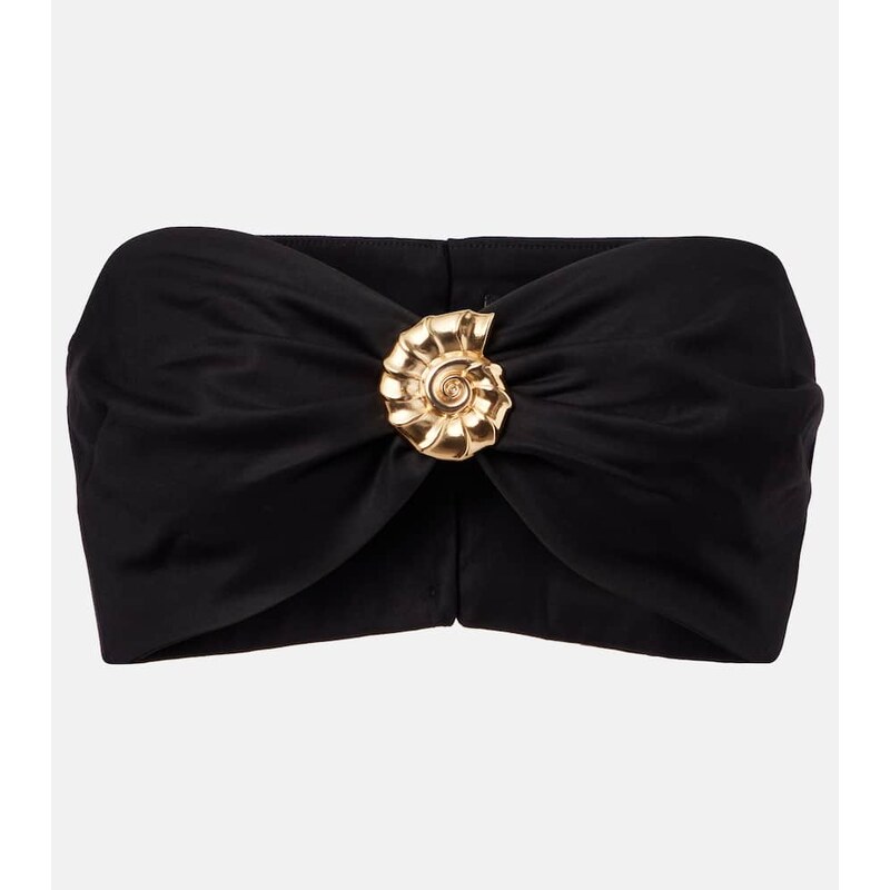 Adriana Degreas Embellished cotton-blend bandeau top