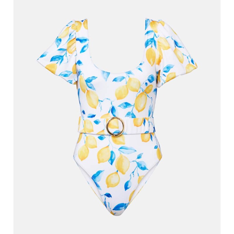 Alexandra Miro Jeanie belted printed swimsuit