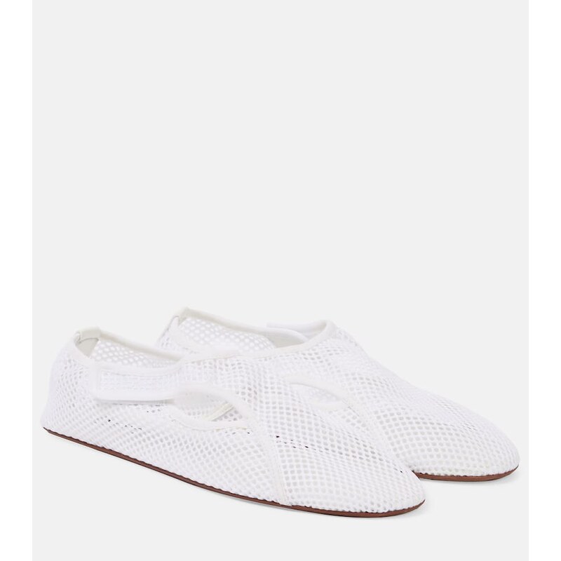 Alaïa Flex leather-trimmed mesh ballet flats