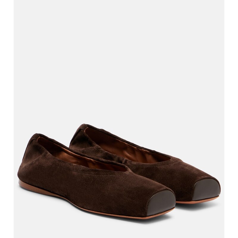 Alaïa Suede baleríny v barvě Brun Fonce