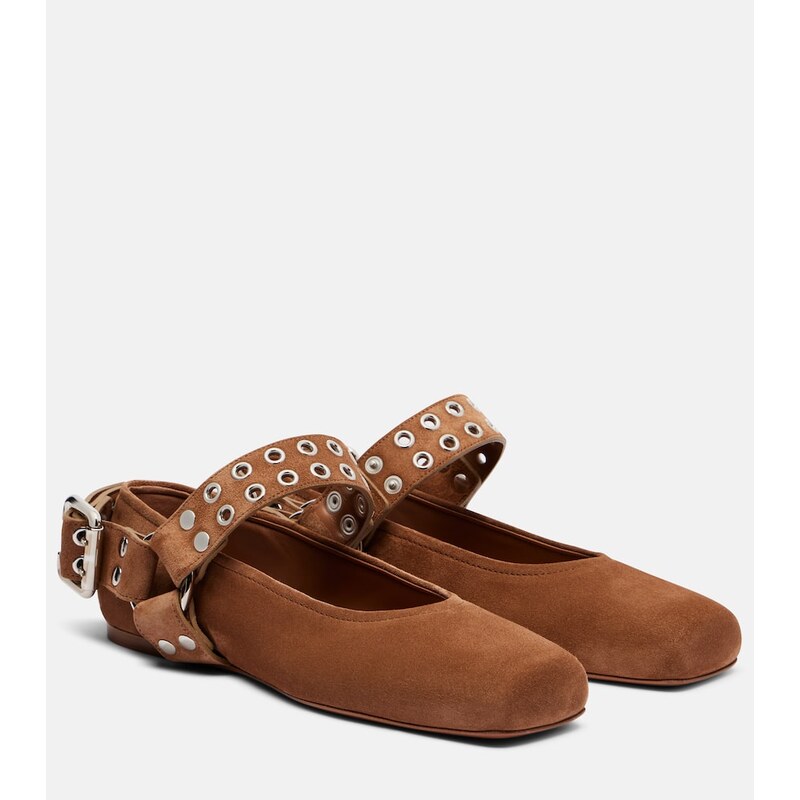 Alaïa Biker suede Mary Jane flats