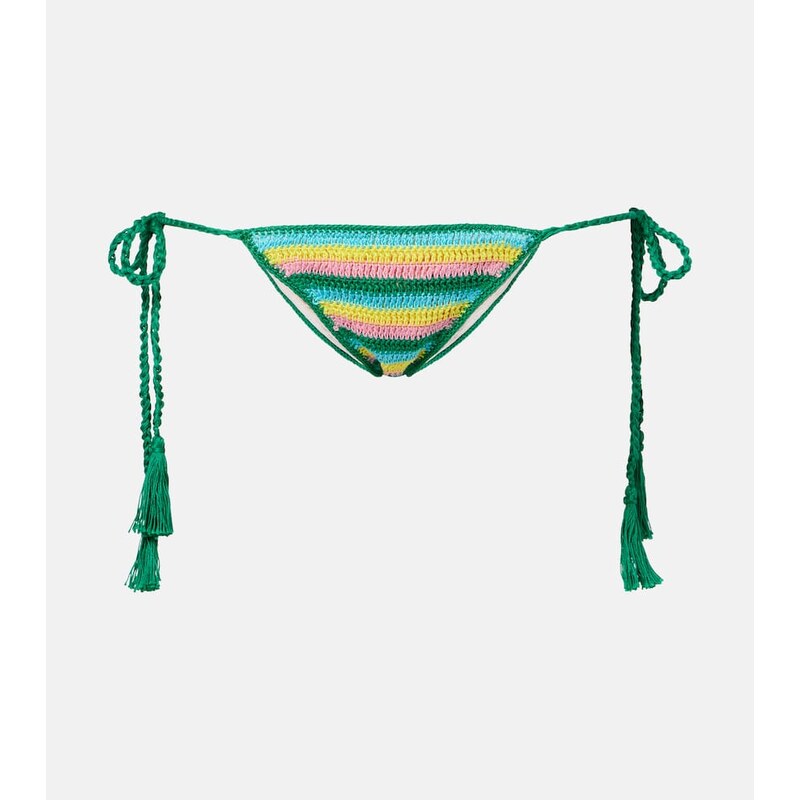 Anna Kosturova Crochet striped cotton bikini bottoms