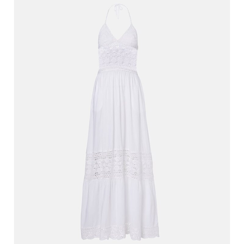 Anna Kosturova Filigree crochet halterneck maxi dress