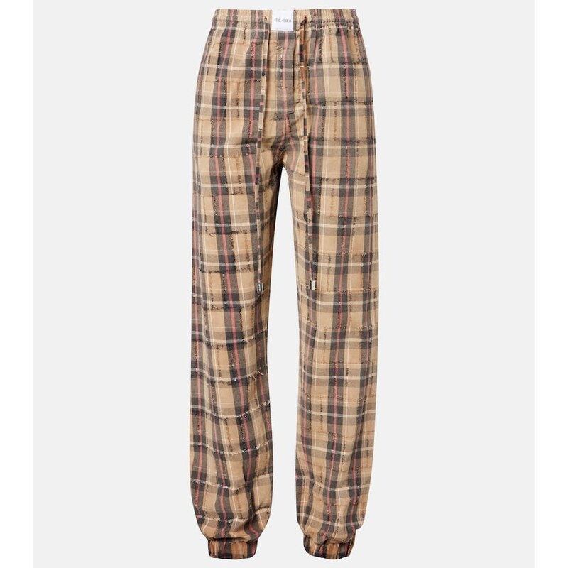 The Attico Checked cotton flannel cargo pants