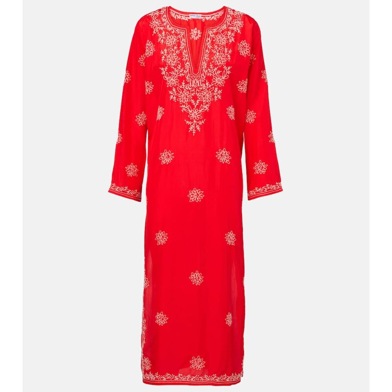 Juliet Dunn Embroidered silk kaftan