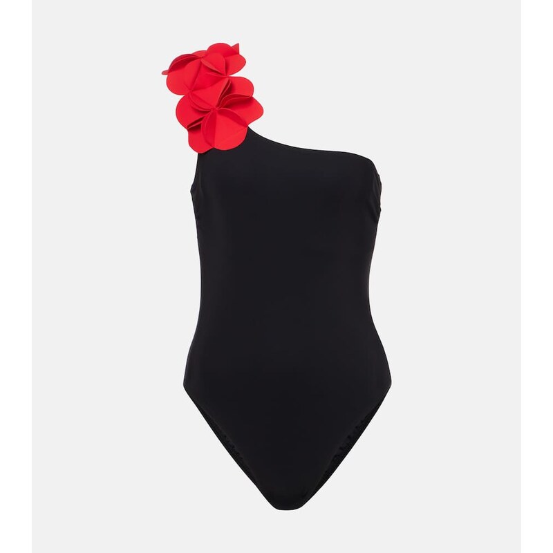 Karla Colletto Tess floral-appliquÃ one-shoulder swimsuit