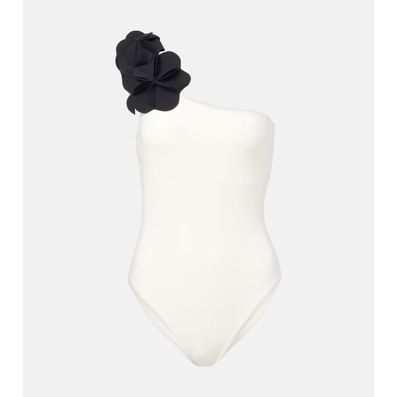 Karla Colletto Tess floral-appliquÃ one-shoulder swimsuit