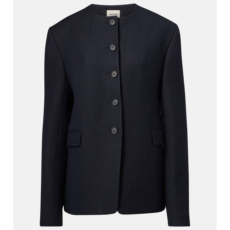 Khaite Jameson pinstripe wool-blend jacket