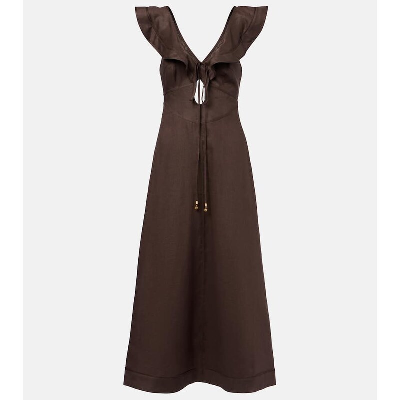 Zimmermann Rhiannon ruffled linen midi dress
