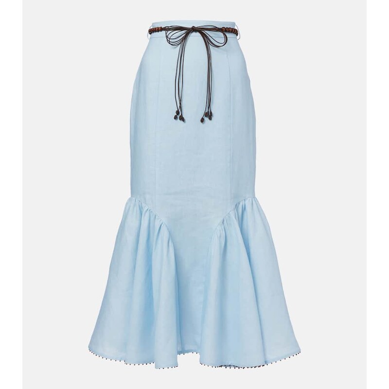 Zimmermann Rhiannon linen midi skirt