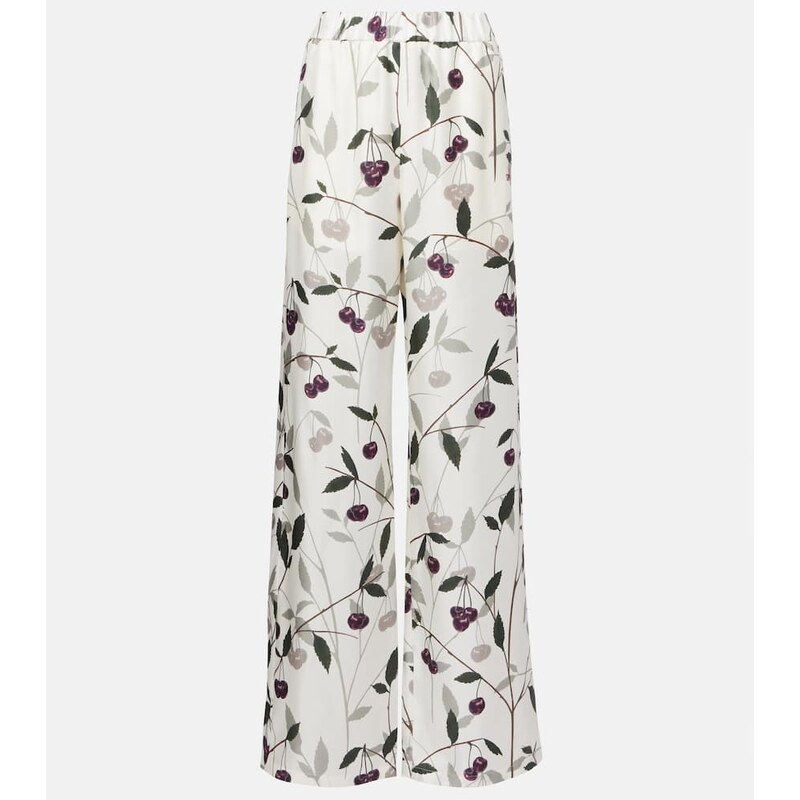 Stella McCartney Printed silk twill wide-leg pants