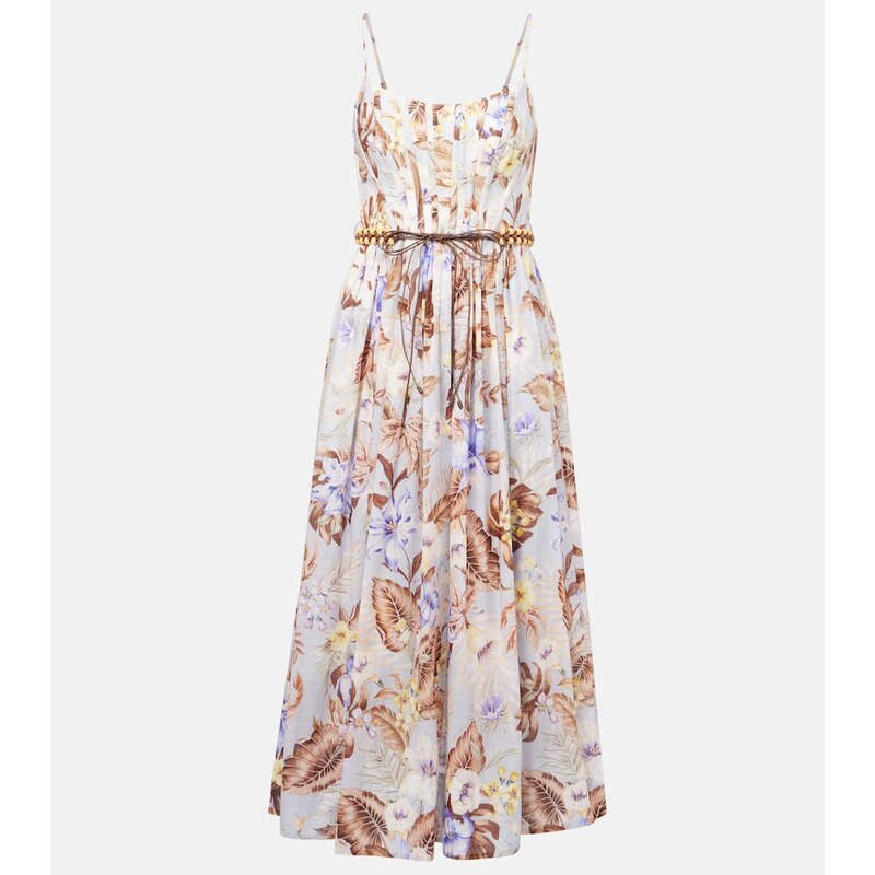 Zimmermann Rhiannon floral cotton bustier dress