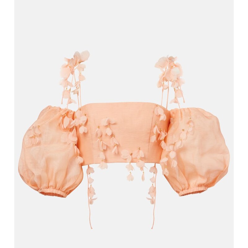 Zimmermann Dawning linen and silk crop top