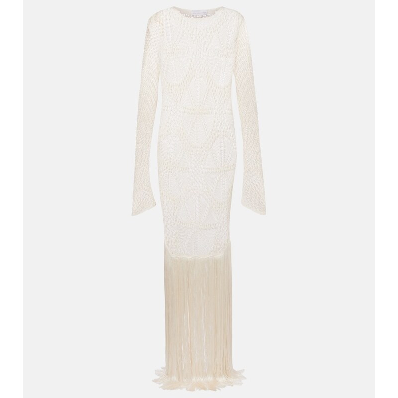 Stella McCartney Fringed crochet maxi dress