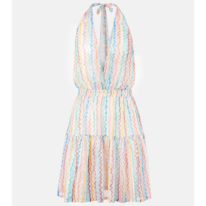 Missoni Zigzag sheer halterneck minidress