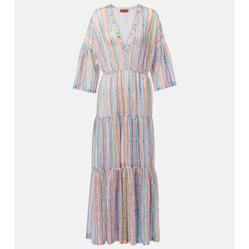 Missoni Zigzag sheer tiered beach dress