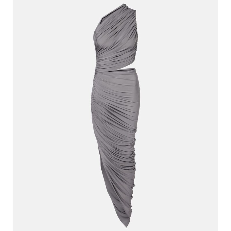 Alaïa Asymmetric ruched jersey maxi dress