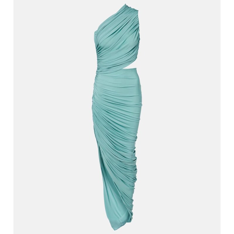 Alaïa Asymmetric ruched jersey maxi dress