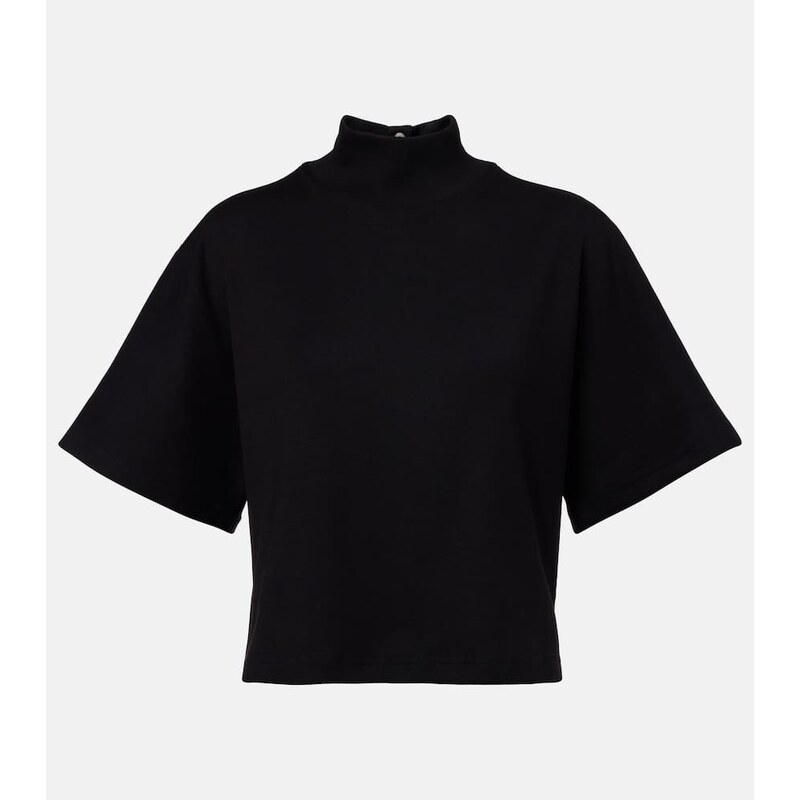 Alaïa High-neck cotton jersey T-shirt
