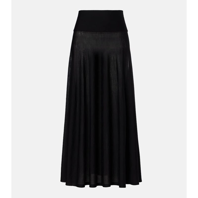 Alaïa Flared maxi sukni černá z vlny