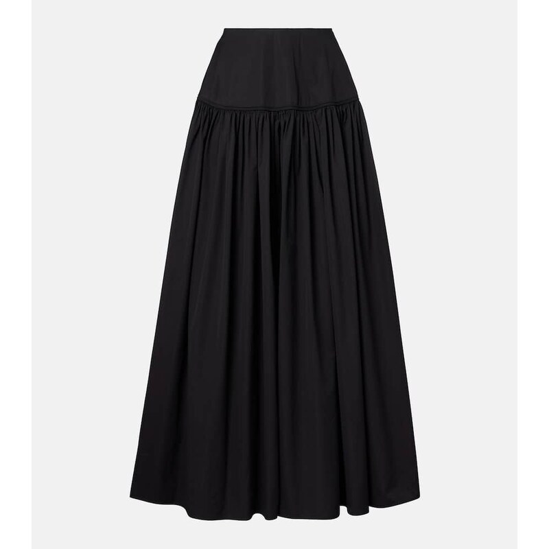 Alaïa Gathered cotton poplin maxi skirt