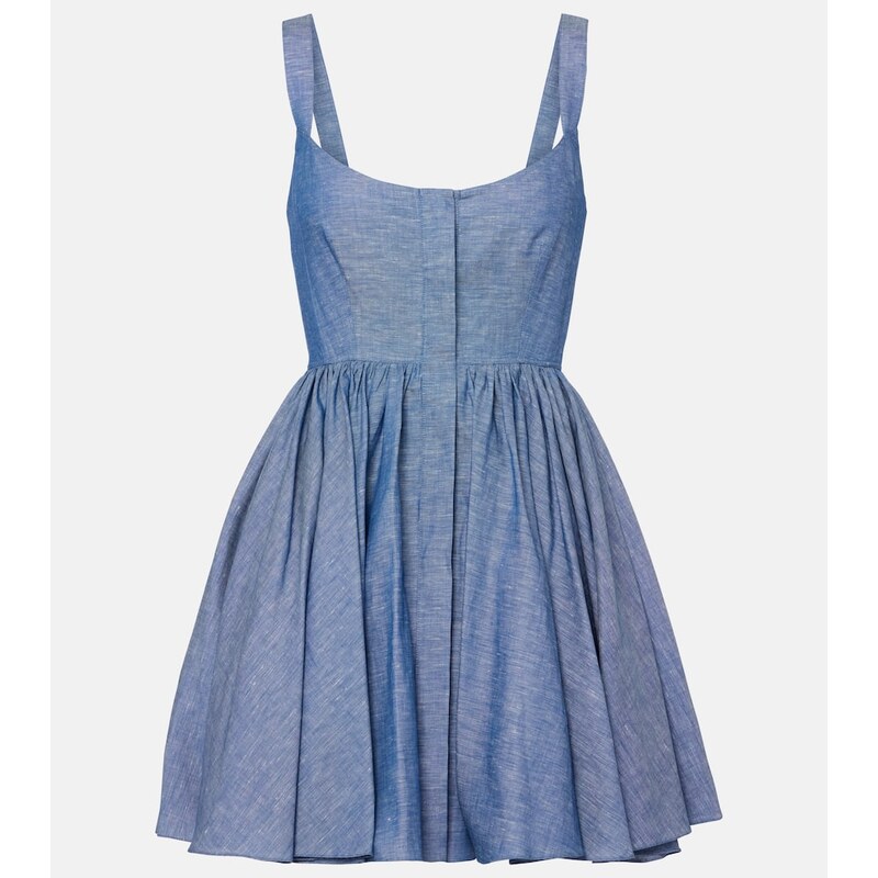 Šateň Alaïa Chambray bustier dress v modré barvě