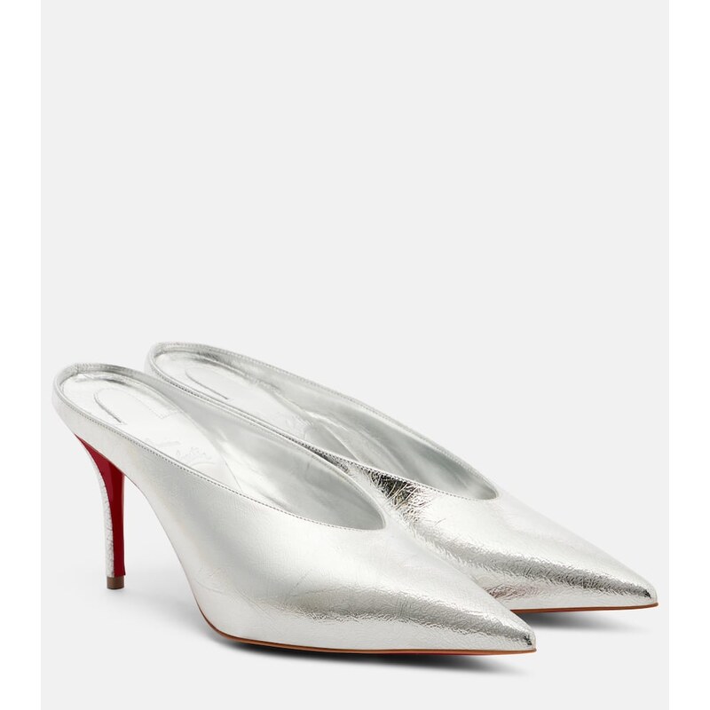 Christian Louboutin Miss Z 80 metallic leather mules