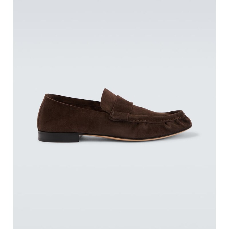 Pánové mokasíny The Row Suede penny loafers v hnědé barvě