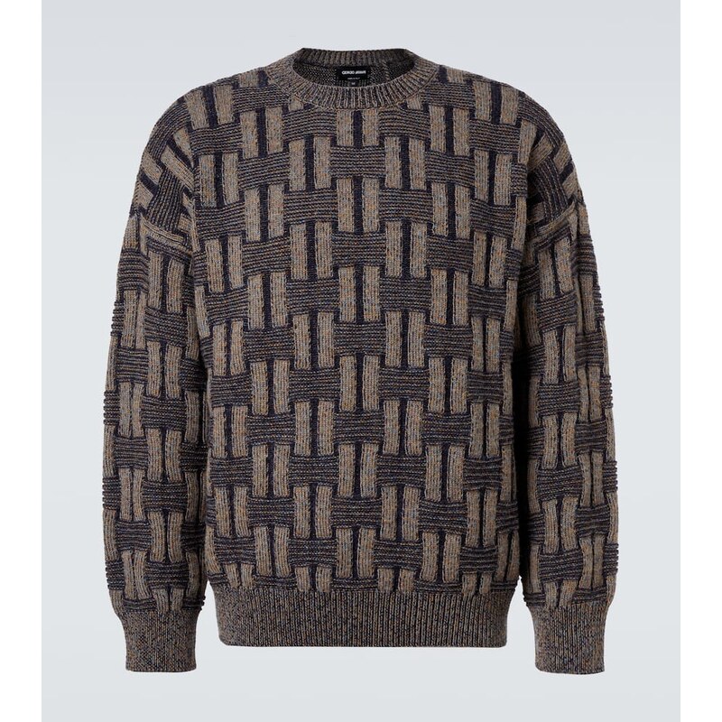 Giorgio Armani Basketweave-knit camel hair sweater