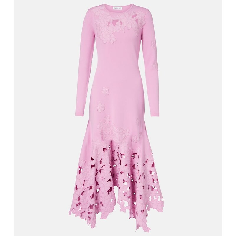 Oscar de la Renta Floral embroidered midi dress