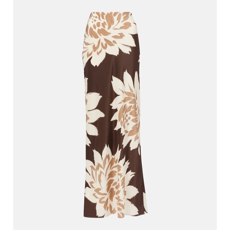 SIR Floral silk satin maxi skirt