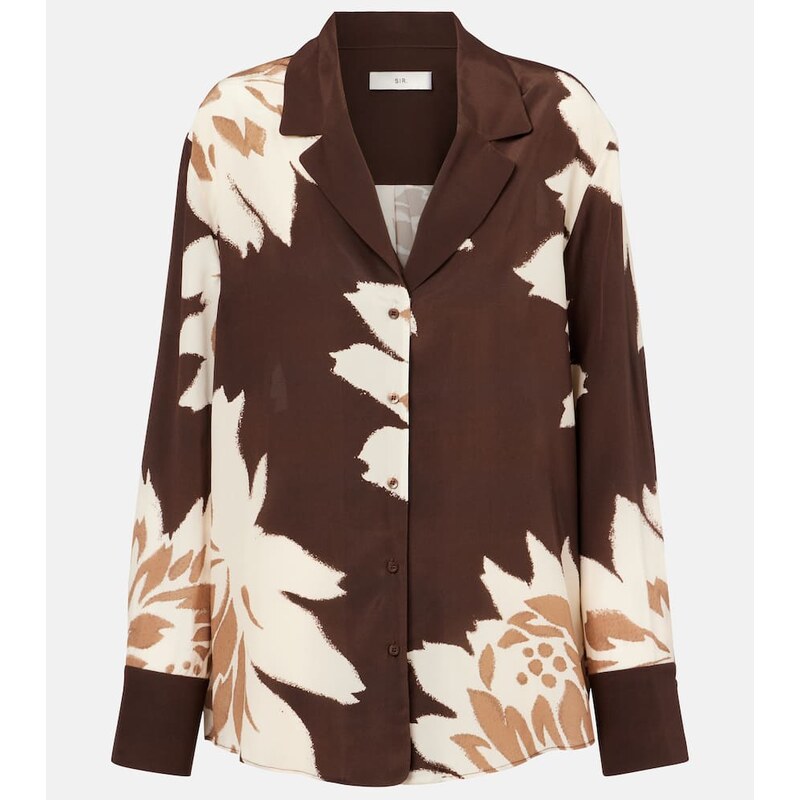SIR Floral silk satin shirt