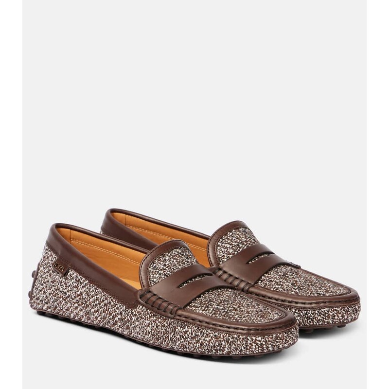 Tods Gommino leather-trimmed tweed driving shoes