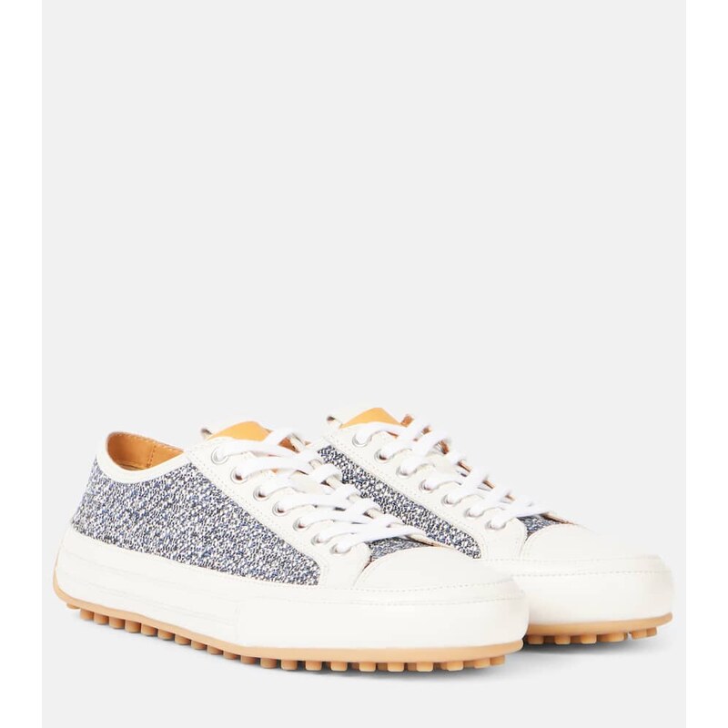 Tods Tweed and leather sneakers