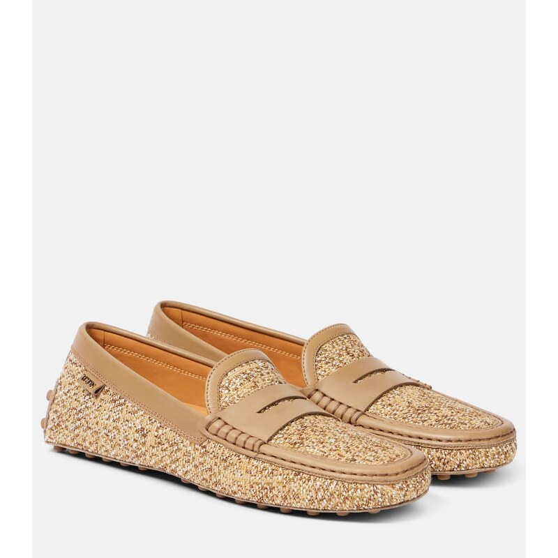 Tods Gommino leather-trimmed tweed driving shoes