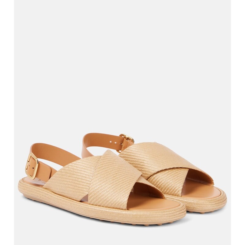 Tods Woven leather-trimmed sandals