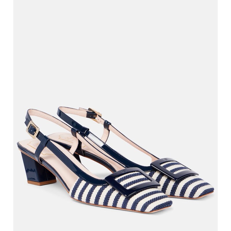 Roger Vivier Belle Vivier 45 canvas slingback pumps