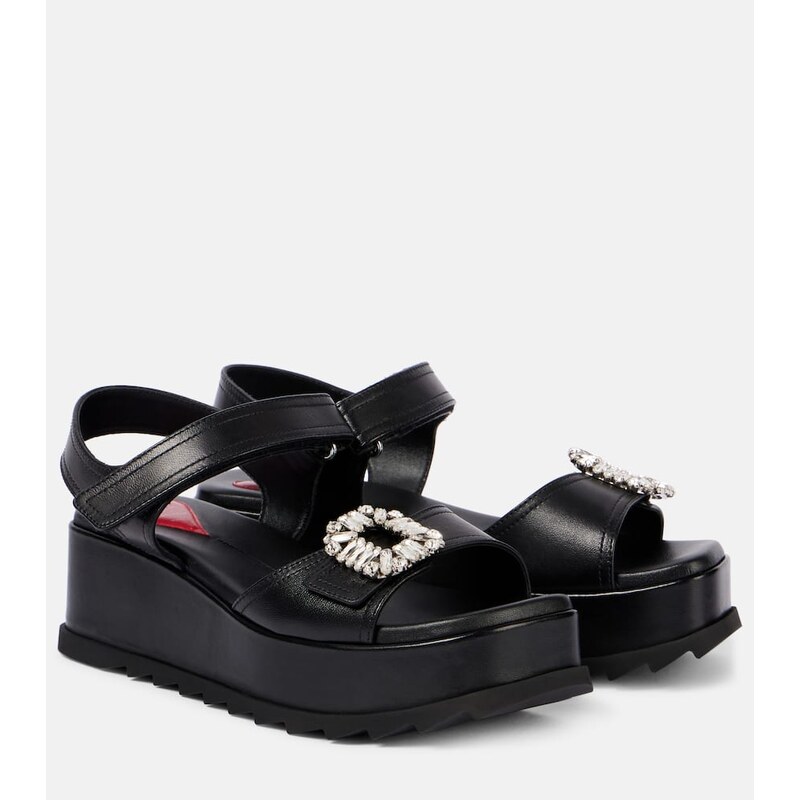Roger Vivier Slidy Viv embellished leather wedge sandals