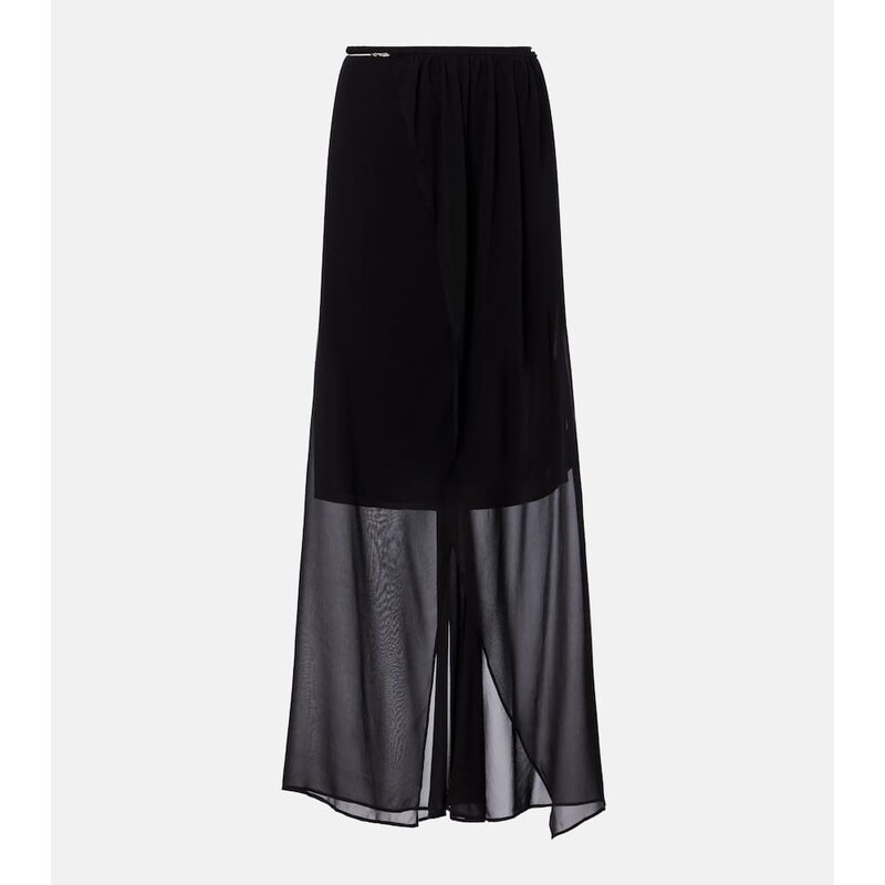 Christopher Esber Chain-detail silk georgette wrap skirt