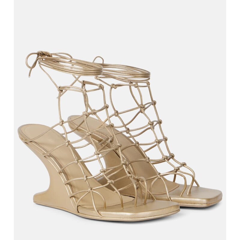 Rick Owens Web Cantilever woven leather wedges