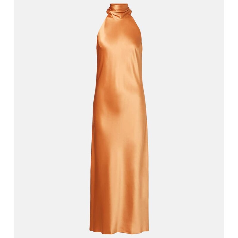 Galvan Sienna halterneck satin midi dress