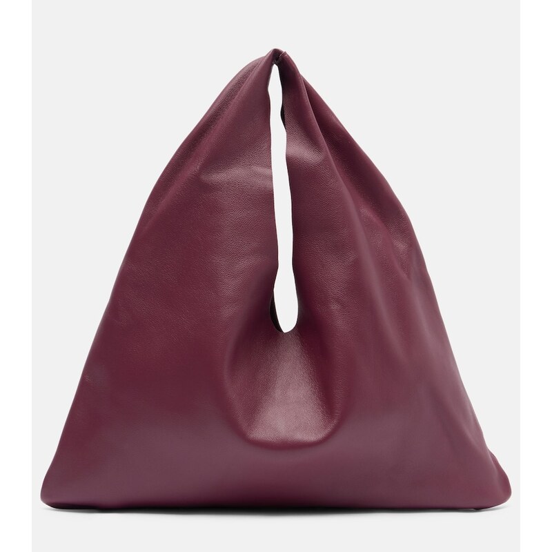Kabelka The Row Bindle Small z kůže v barvě burgundské