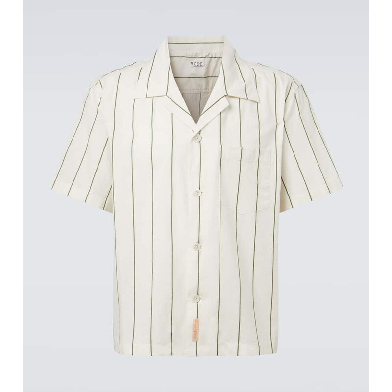 Bode Celery striped cotton bowling shirt