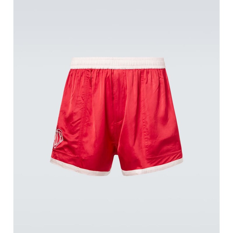 Bode Heart Deco embroidered satin shorts