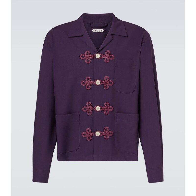 Bode Astor embroidered wool shirt