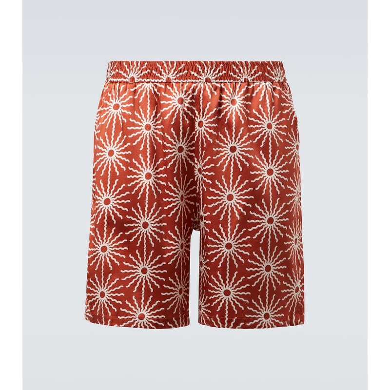 Frescobol Carioca Palma printed silk-blend shorts