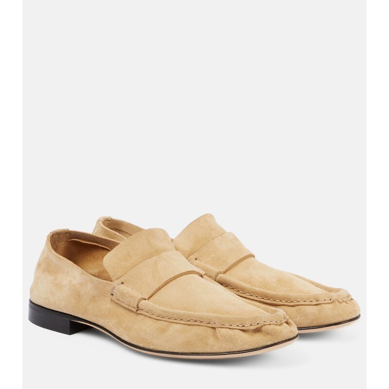 Dámské mokasíny The Row Soft suede loafers v barvě žlutý lino