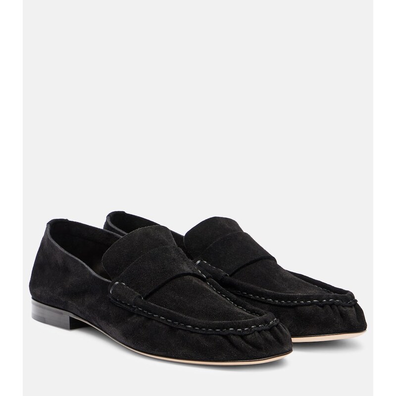 Dámské mokasíny The Row Soft suede loafers v černé barvě