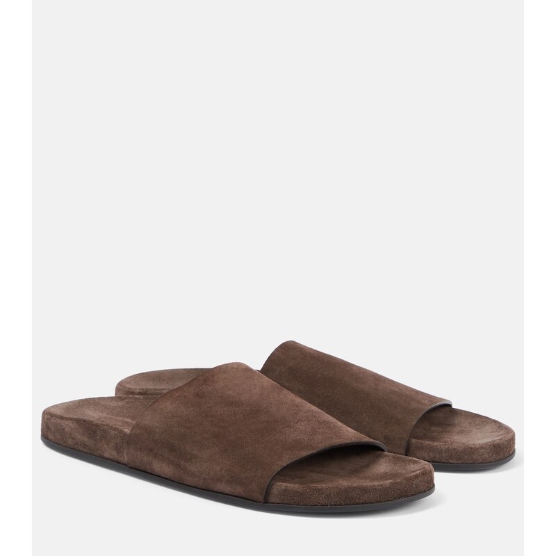 The Row Hugh suede slides