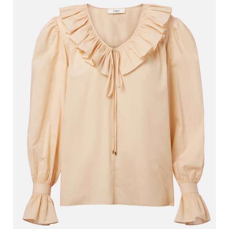 Chloé Ruffled cotton voile blouse